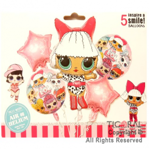 SET DE GLOBOS METALIZADO LOL 5 UNIDADES 